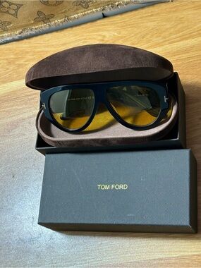 Tom Ford Black Frames with Amber Lenses Sunglasses